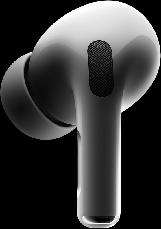 Imagem mostrando o microfone externo dos AirPods Pro.